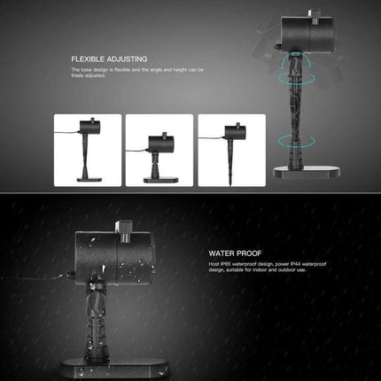 8 Pattern Outdoor Lawn Lamp for Gentle Garden Ambiance showcasing adjustable waterproof projection lamp on stake and base