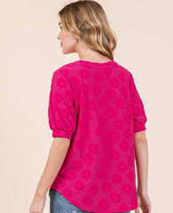 BOMBOM Textured Floral Pattern Top