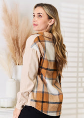 Perfee Plaid Print Dropped Shoulder Shirt