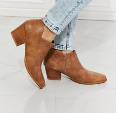 MMShoes Trust Yourself Embroidered Crossover Cowboy Bootie in Caramel