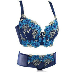 Luxury Embroidered Push-Up Bra Set for Young Women with Adjustable Straps and Steel Ring