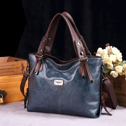 Retro Soft Leather Shoulder Tote Bag Large Capacity For Daily Use