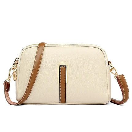 Simple Shoulder Messenger Bag With Textured PU