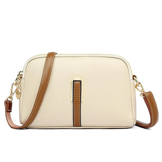 Simple Shoulder Messenger Bag With Textured PU