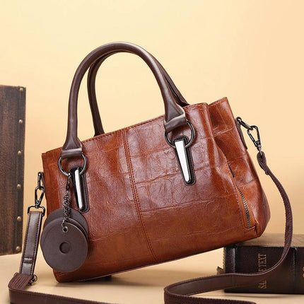 Retro Contrast Large Capacity PU Shoulder Bag For Daily Use