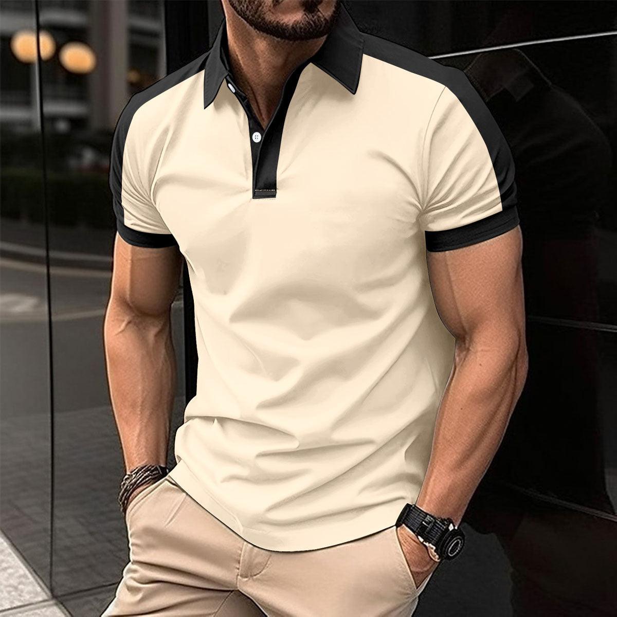 Men's Smart Casual Short Sleeve Polo Shirt Apricot