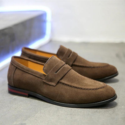 Men's Nubuck Leather Casual Slip On Shoes Low Cut Everyday