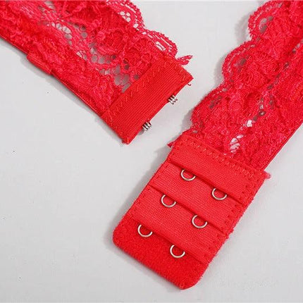 Comfortable Lace Bra for Small Busts and Everyday Wear for Students - red lace bra back closure with bow detail