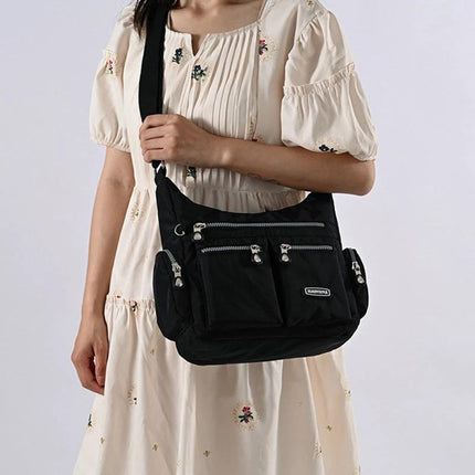 Medium Nylon Waterproof Crossbody Shoulder Bag With Multiple Pockets