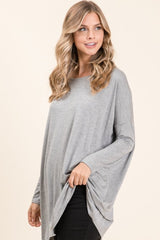 BOMBOM Round Neck Long Sleeve Oversized Top