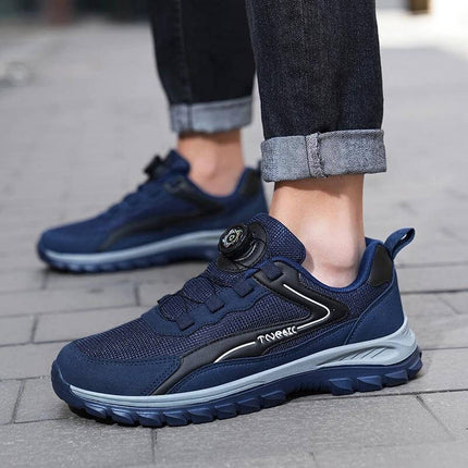 Unisex Low Top Sneakers With Thick Rubber Sole For Running navy mesh low-top shoe with cushioning and slip-resistant outsole