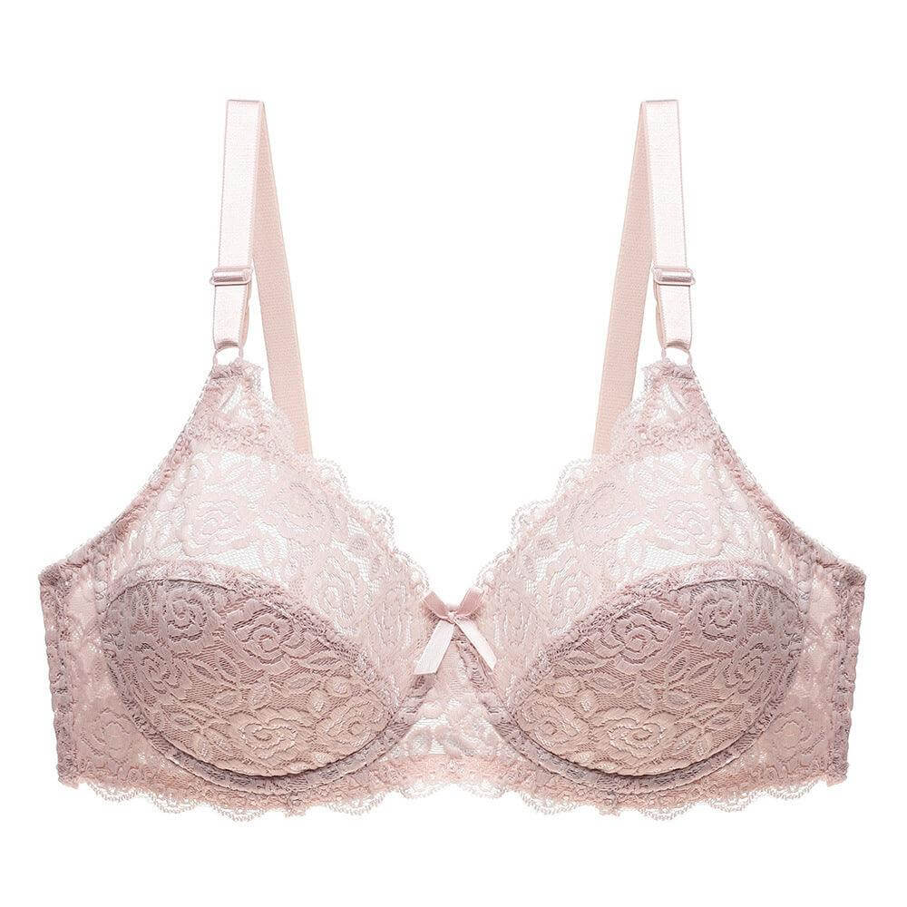 Breathable Lace Bra with Gathered Design