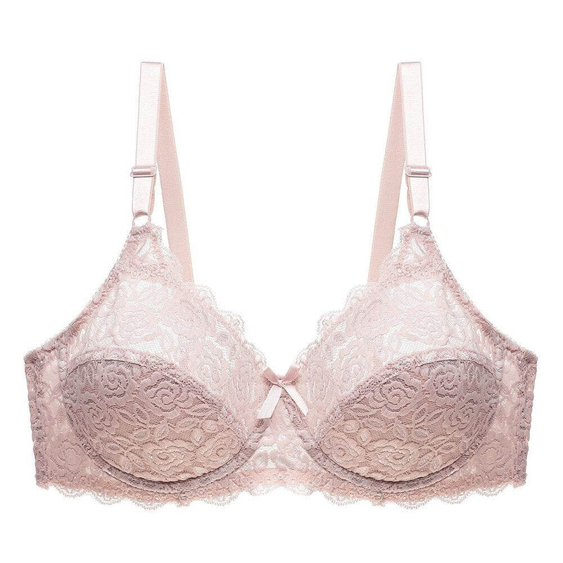 Breathable Lace Bra with Gathered Design