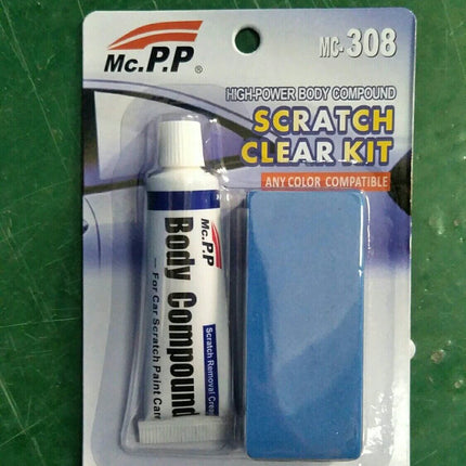 Car Scratch Remover Paste for Minor Auto Paint Repairs packaged kit with body compound tube and applicator sponge