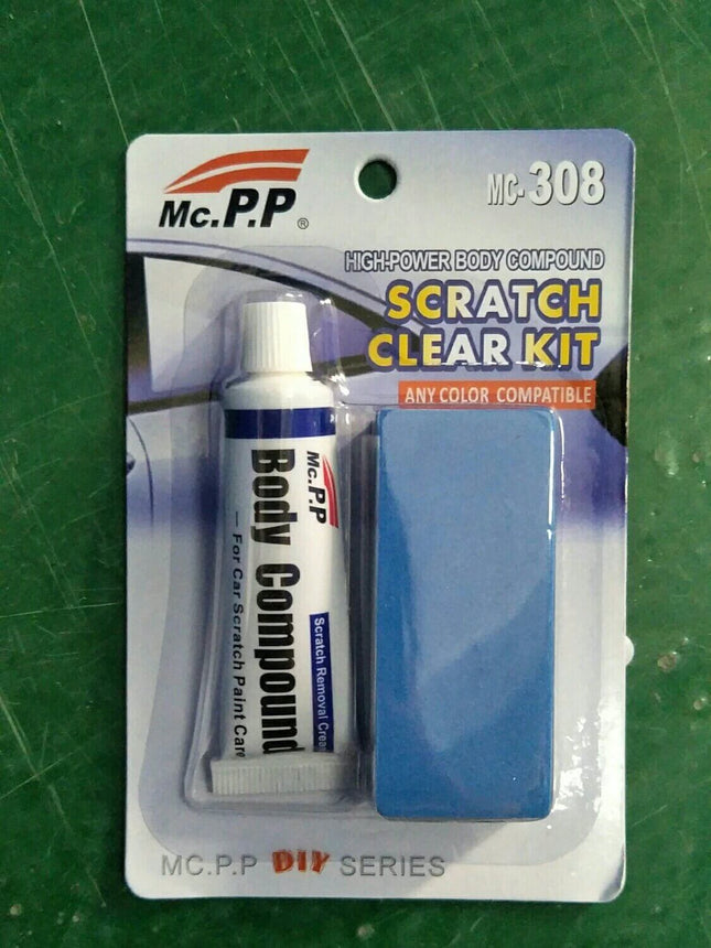 Car Scratch Remover Paste for Minor Auto Paint Repairs packaged kit with body compound tube and applicator sponge