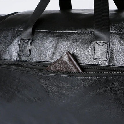 Men's PU Leather 32 Inch Weekender Travel Bag Black Brown