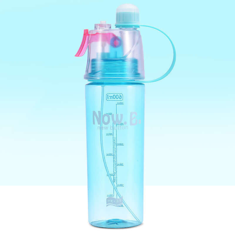 Portable Outdoor Sports Mist Spray Cup in blue, designed for hydration and convenience during outdoor activities.