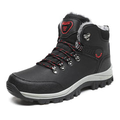 Men's Warm Ankle Hiking Boots with Plush Lining and Lace-up Design