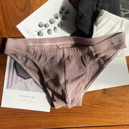 Men's Pure Cotton Triangle Underwear Solid Color Shorts in mauve breathable 40-thread cotton brief for everyday wear