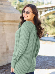 Basic Bae Full Size Ribbed Round Neck Long Sleeve Knit Top