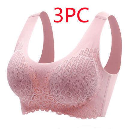 Elegance Seamless Sports Bra for Women with Natural Thai Latex Pink 3PC