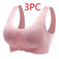 Elegance Seamless Sports Bra for Women with Natural Thai Latex Pink 3PC