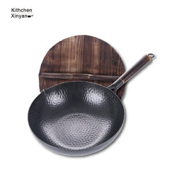 Handcrafted Traditional Iron Wok with Wooden Handle