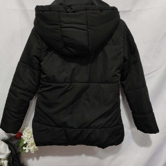 Casual Warm Cotton Mountaineering Jacket for Outdoor Activities black hooded jacket back view