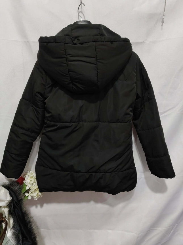 Casual Warm Cotton Mountaineering Jacket for Outdoor Activities black hooded jacket back view