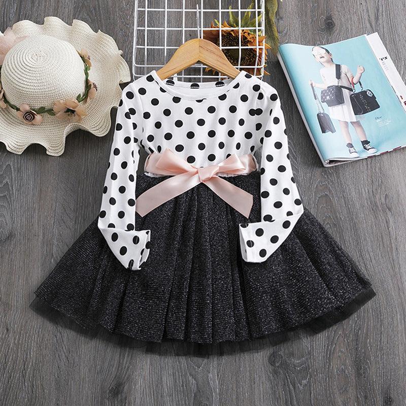 Charming Polka Dot Dress for Little Princesses White