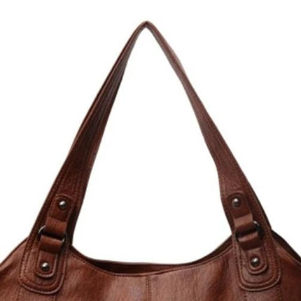 Retro European Style PU Handbag For Daily Use In Black Or Brown