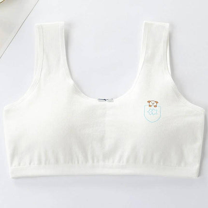 Comfortable Pure Cotton Bra for School-Aged Girls, Breathable Design - white seamless tube top bra without underwire for everyday wear