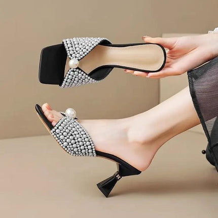 Pearl T Strap High Heel Sandals For Everyday Commuting And Wear