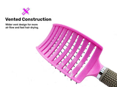 Curved Vented Hair Scalp Massage Brush - Anti-Static Detangling Comb for Curly Hair Styling and Salon Use