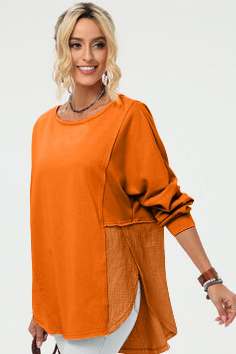 Double Take Full Size Long Sleeve High-Low T-Shirt