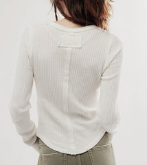 Exposed Seam Round Neck Long Sleeve T-Shirt