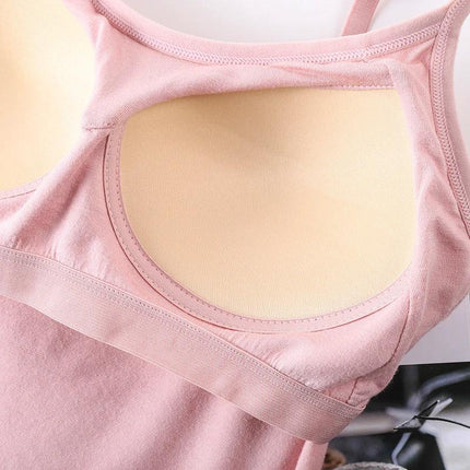 Comfortable Women's Wireless Seamless Bra with Spaghetti Straps pink modal cotton seamless insert for everyday t-shirt dress wear