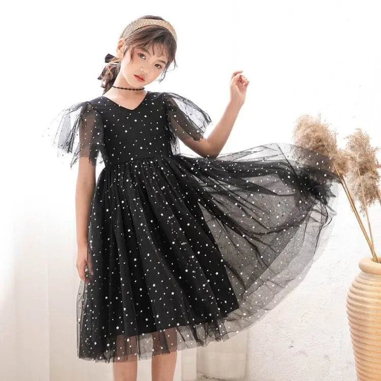 A22101 Girls Summer Star Mesh Princess Dress 110cm to 160cm