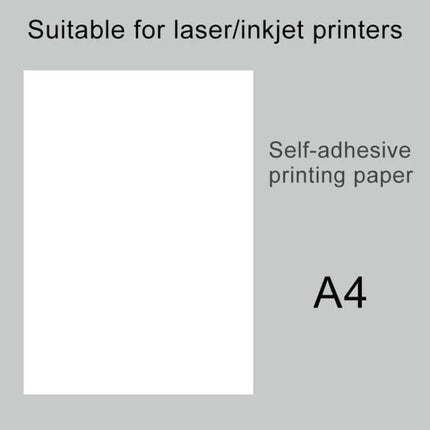 A4 Self-Adhesive Printer Paper White, 100 Sheets Pack - A4 self-adhesive printing paper suitable for laser and inkjet printers