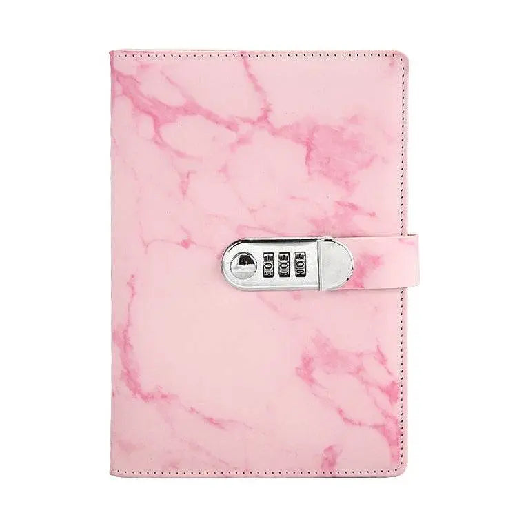 A5 Marble Texture Retro Password Lock Notebook Notepad Elegance 