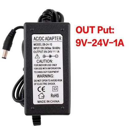 AC To DC Adjustable Power Adapter With Display For Home Charging - compact adjustable 9V-24V 1A DC supply with display for hobby electronics