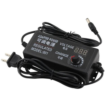 AC To DC Adjustable Power Adapter, Universal 3-24V Output compact black bench power supply with voltage dial and LED display