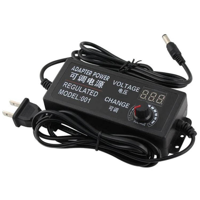 AC To DC Adjustable Power Adapter, Universal 3-24V Output compact black bench power supply with voltage dial and LED display