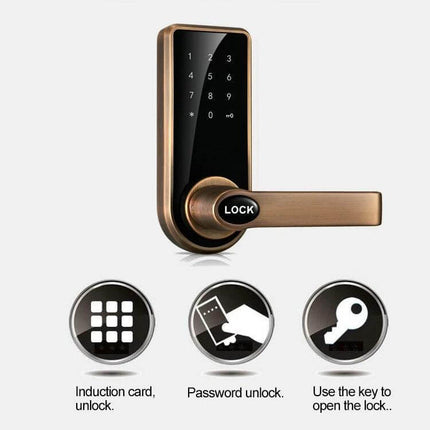 Electronic Door Lock with Password and Sensor Card Access - bronze capacitive touch handle for office, apartment and villa security