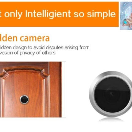 Danmini Door Peephole Viewer for Easy Home Security showing hidden camera design and 3.0-inch HD screen next to a wooden door peephole