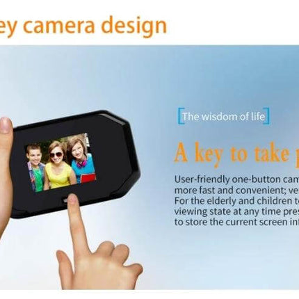 Danmini Door Peephole Viewer for Easy Home Security handheld 3.0-inch HD screen showing visitor photo, one-button camera design
