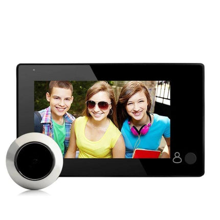 Danmini Smart Electronic Door Peephole Camera with 4.3-Inch Screen showing clear visitor display and external peephole unit for easy no-drill installation