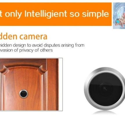 Danmini Smart Electronic Door Peephole Camera with 4.3-Inch Screen hidden camera design showing door installation and compact lens
