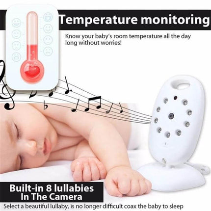 Portable Baby Monitor with Night Vision for Everyday Parenting Needs showing temperature monitoring, lullabies and compact 2.0-inch color LCD baby camera