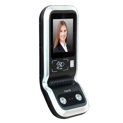 Realand Touch Screen Time Attendance Machine with Face Recognition showing device with 2.8-inch TFT color display and sample face scan